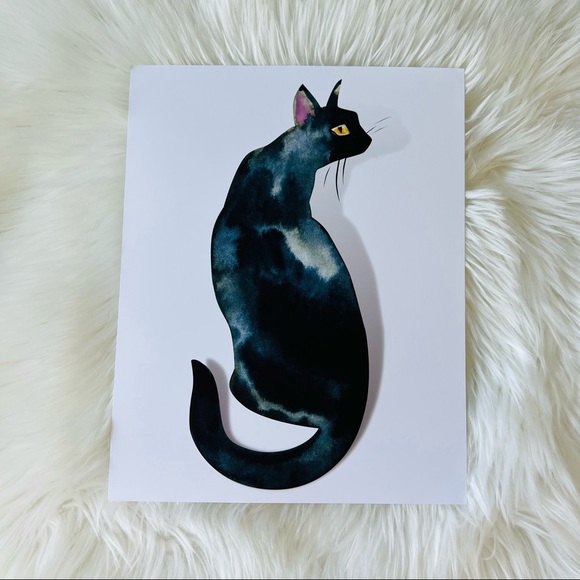Watercolor Black Cat Portrait Wall Art Print Poster Unframed - Picture 10 of 16
